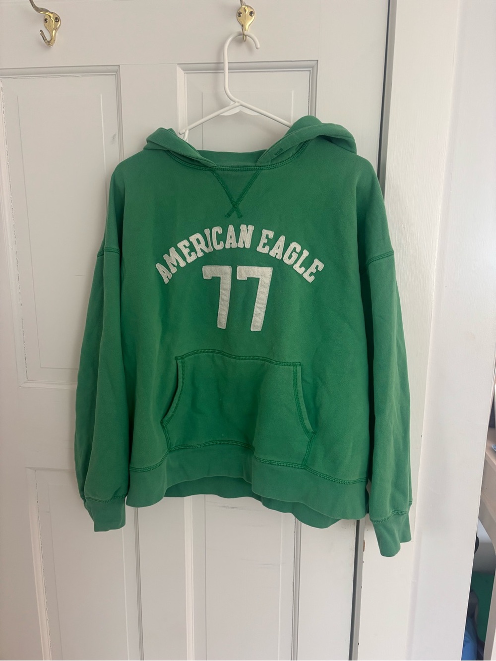 American Eagle Outfitters Green Hooded Pullover with Logo Tag